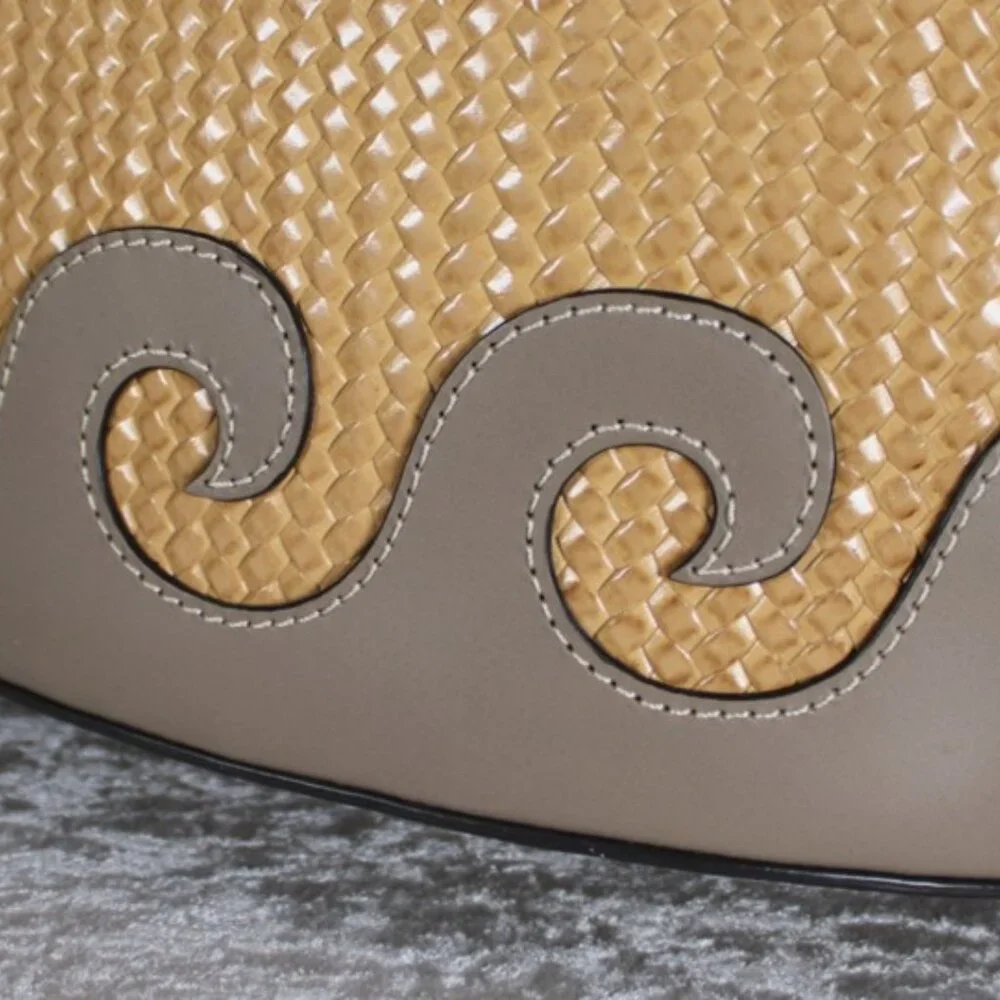 Dooney & Bourke Woven Straw-Look Tote Bag Tan Taupe NWOT - Picture 6 of 12